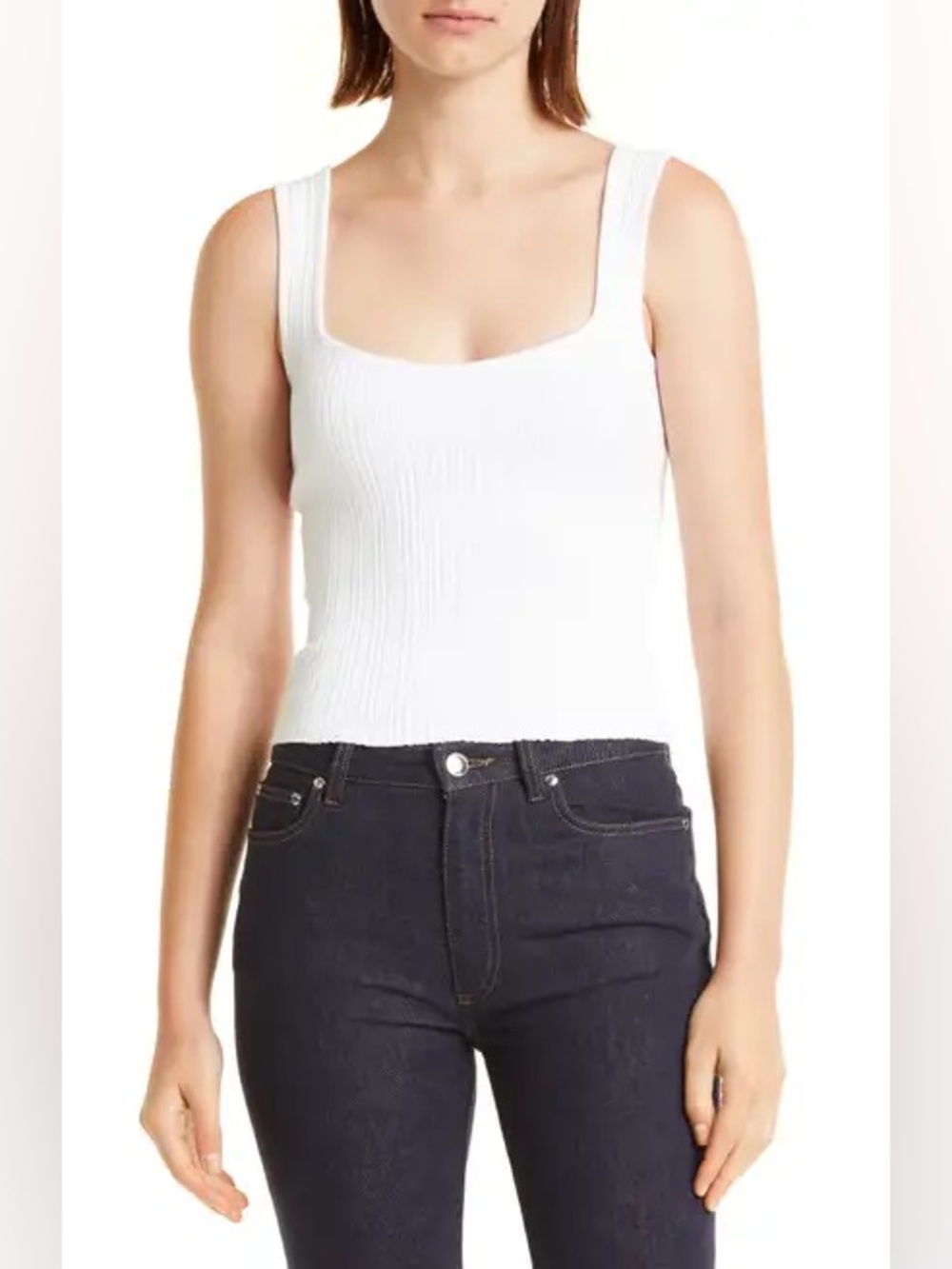 Vince Sweatheart Ribbed Knit Tank Top